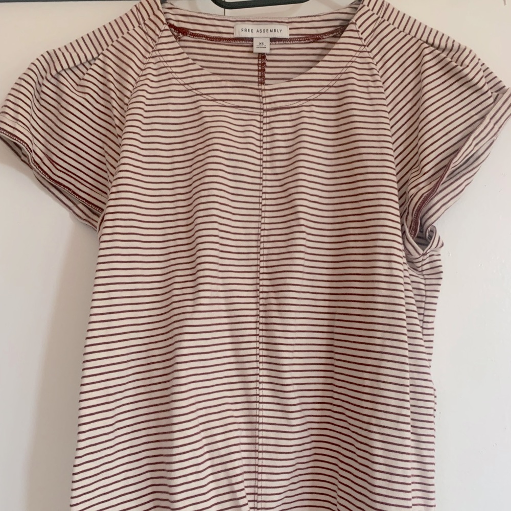 Free Assembly Maroon & White Striped Top